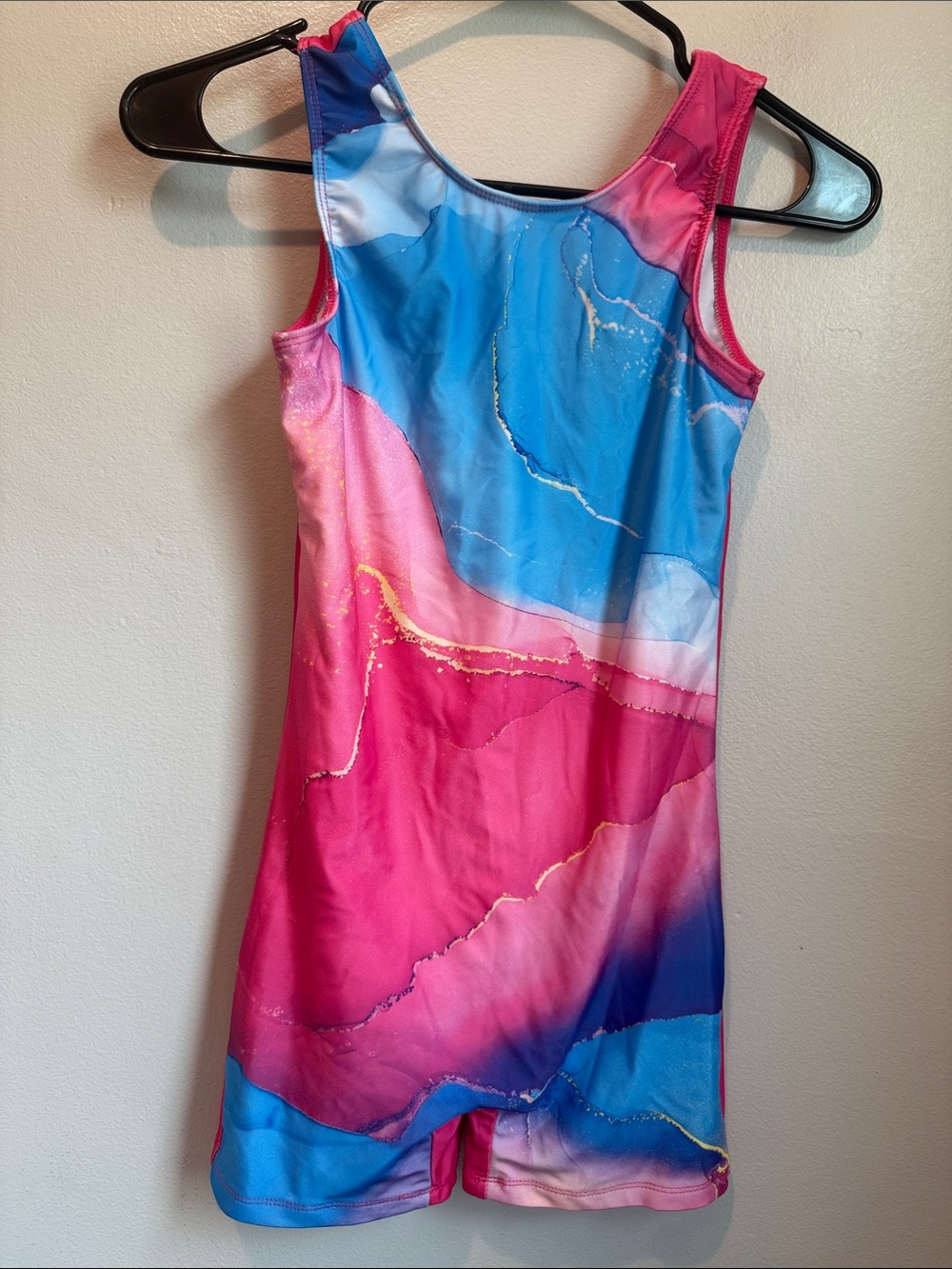 JESKIDS 10 - 11 Years Pink Blue Marble Print Sleeveless Leotard Gymnastics Dance